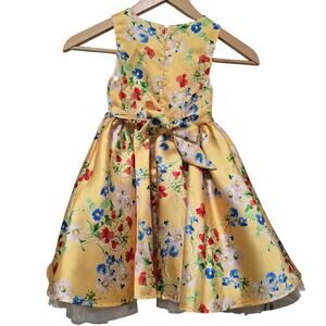 Couture Princess Sleeveless Bold Floral Chiffon Holiday Party Dress Girls Size 6